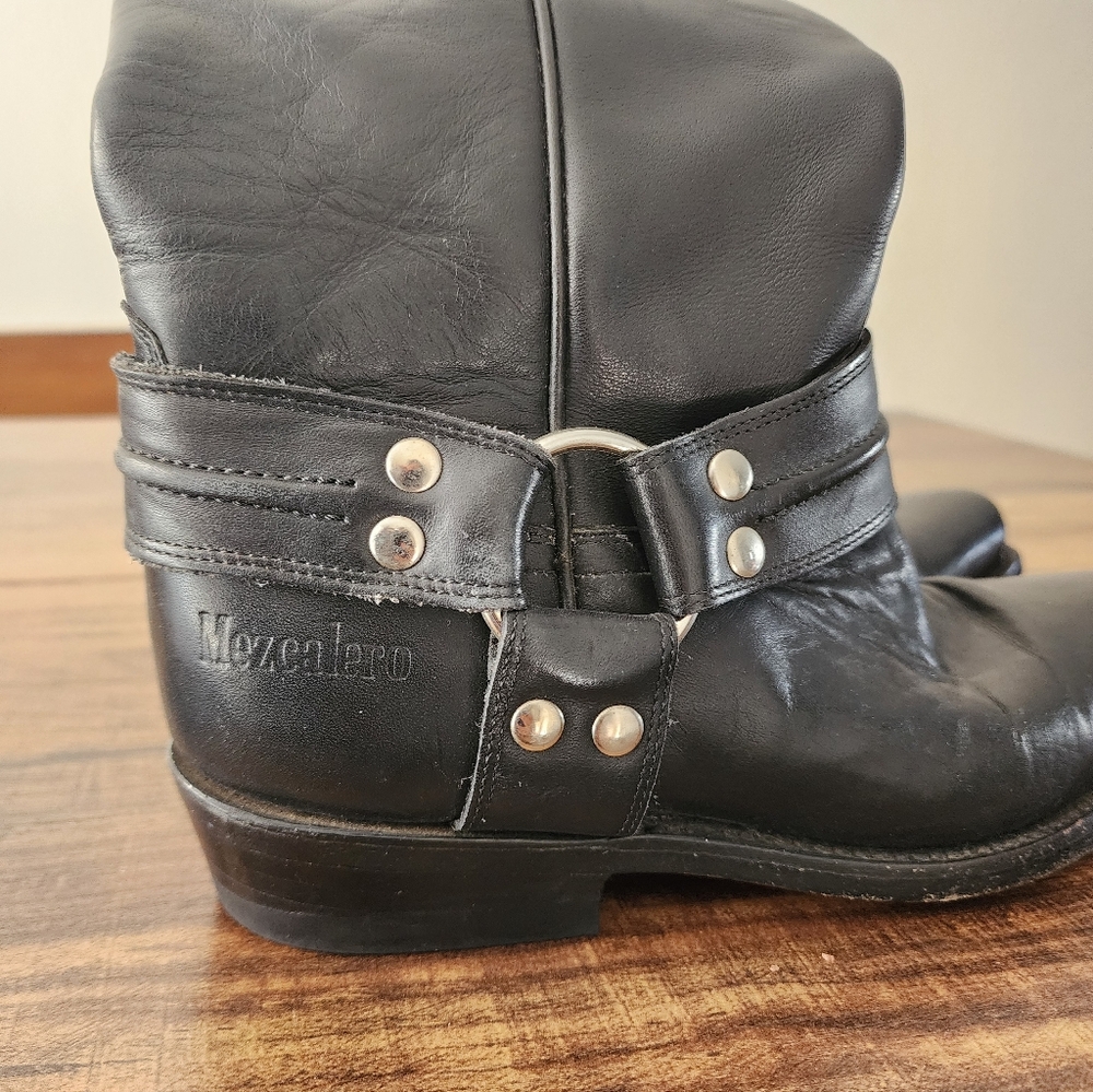 Mezcalero Black Boots Cowgirl Sz 38 8 Leather - Picture 3 of 6
